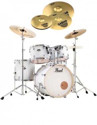 Pearl Export EXX, EXX705NBR/C735, 5-Piece Drum Set with Hardware and Sabian SBr Cymbals Set, Matte White
