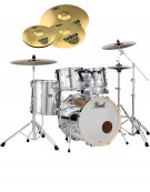 Pearl Export EXX, EXX725SBR/C49, 5-Piece Drum Set with Hardware and Sabian SBr Cymbals Set, Mirror Chrome
