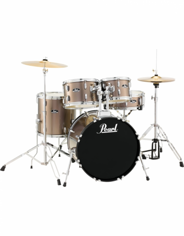 Pearl Road Show RS505C/C707, 5-Piece Drum Set with Hardware and Sabian Cymbals Set, Bronze Metallic