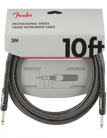 Fender 10ft Professional Series Instrument Cable, Gray Tweed