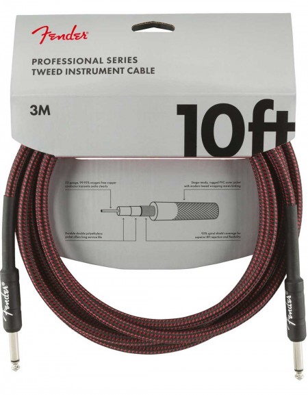 Fender 10ft Professional Series Instrument Cable, Red Tweed