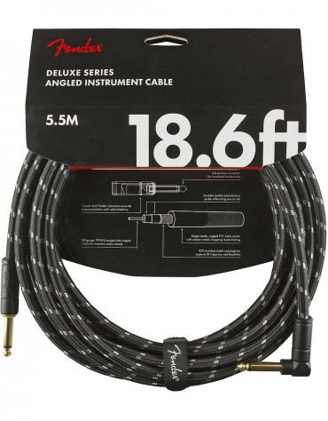 Fender 18.6ft Deluxe Series Instrument Cable Angle, Black Tweed