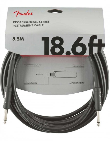 Fender 18.6ft Professional Series Instrument Cable, Black