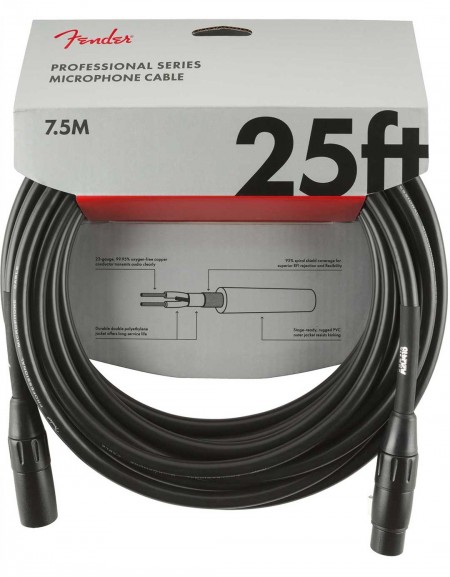 Fender 25ft Professional Series Microphone Cable, Black
