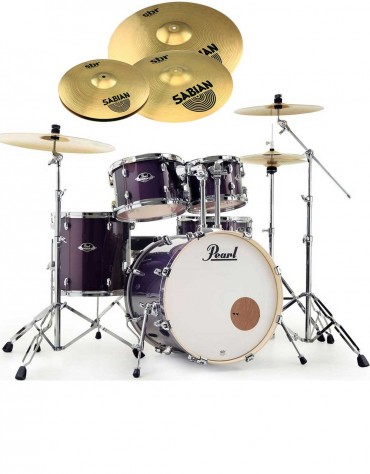Pearl Export EXX, EXX705NBR/C737, 5-Piece Drum Set with Hardware and Sabian SBr Cymbals Set, Purple Nebula