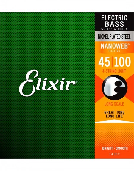 Elixir 14052, Nanoweb Long Scale (.045-.100) Bass Strings