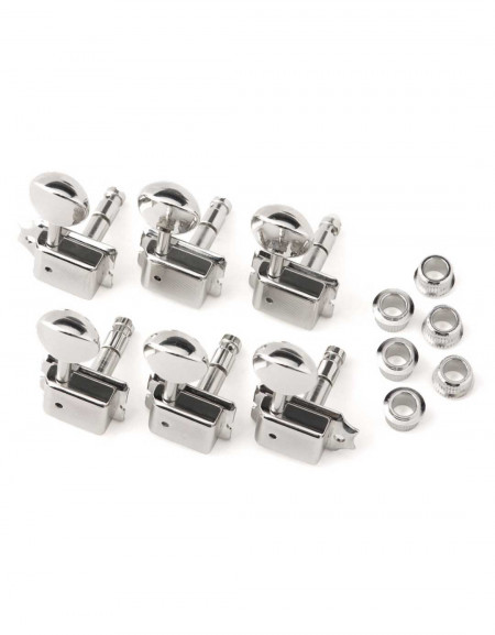 Fender Vintage-Style Locking Guitar Tuning Machines, Nickel (6)
