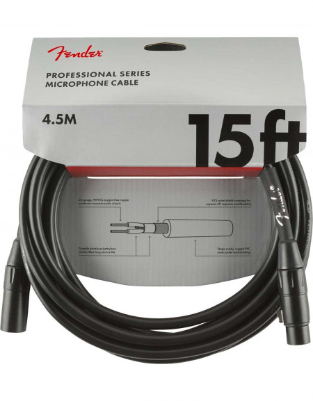 Fender 15ft Professional Series Microphone Cable, Black