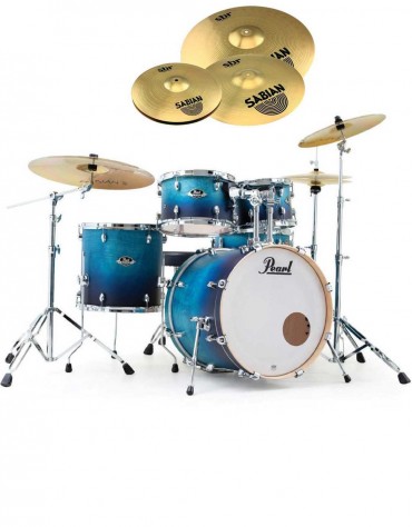 Pearl Export EXL, EXL705NBR/C211, 5-Piece Drum Set with Hardware and Sabian SBr Cymbals Set, Azure Daybreak