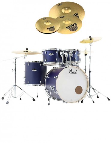 Pearl Export EXL, EXL725SBR/C219, 5-Piece Drum Set with Hardware and Sabian SBr Cymbals Set, Indigo Night