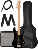 Squier Affinity Series™ Precision Bass® PJ Pack, Rumble 15 AMP, Maple Fingerboard, Black