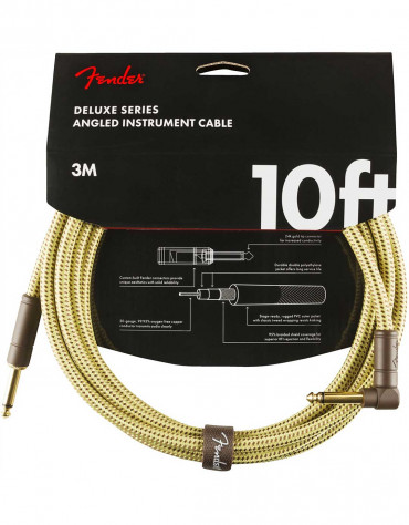 Fender 10ft Deluxe Series Tweed Instrument Cable Angle, Tweed