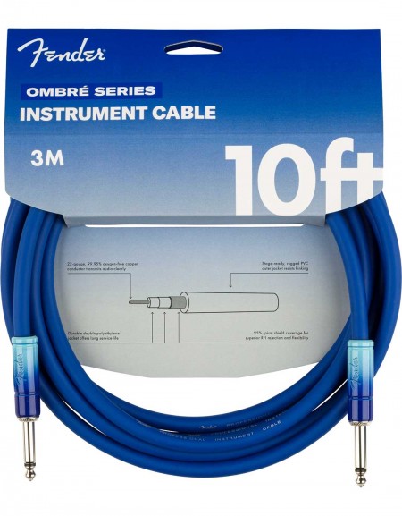 Fender 10ft Ombré Instrument Cable, Belair Blue