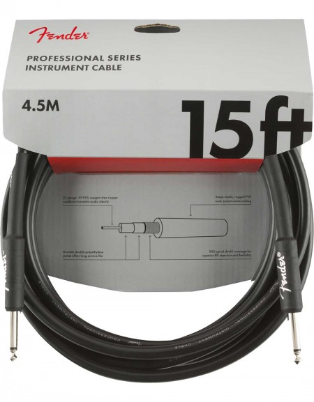 Fender 15ft Professional Series Instrument Cable, Black
