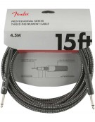 Fender 15ft Professional Series Tweed Instrument Cable, Gray Tweed