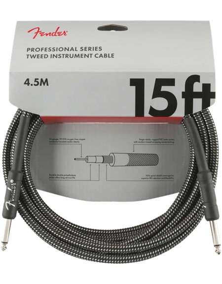 Fender 15ft Professional Series Tweed Instrument Cable, Gray Tweed