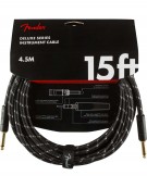 Fender 15ft Deluxe Series Tweed Instrument Cable, Black Tweed