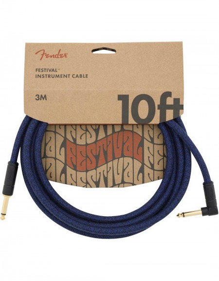Fender 10ft Festival Hemp Instrument Cable Angle, Blue Dream