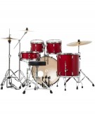 Pearl Road Show RS505BC/C747, 5-Piece Drum Set with Hardware and Sabian Solar 3 - Cymbals Set, Matte Red