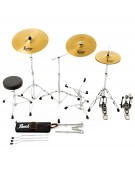 Pearl Road Show RS505BC/C747, 5-Piece Drum Set with Hardware and Sabian Solar 3 - Cymbals Set, Matte Red