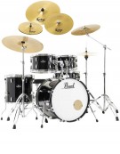 Pearl Road Show RS525BC/C31, 5-Piece Drum Set with Hardware and Sabian Solar 3 - Cymbals Set, Jet Black