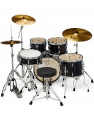 Pearl Road Show RS525BC/C31, 5-Piece Drum Set with Hardware and Sabian Solar 3 - Cymbals Set, Jet Black