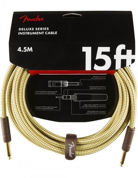 Fender 15ft Deluxe Series Instrument Cable, Tweed