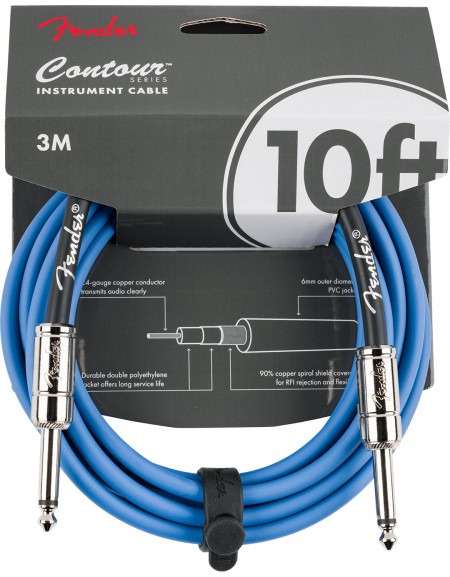 Fender Contour™ Series Instrument Cables, Lake Placid Blue