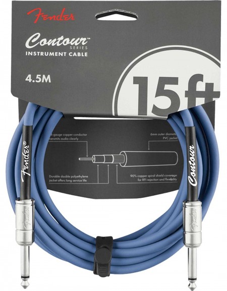 Fender 15ft Contour™ Series Instrument Cables, Lake Placid Blue