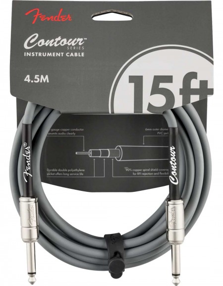 Fender 15ft Contour™ Series Instrument Cables, Inca Silver