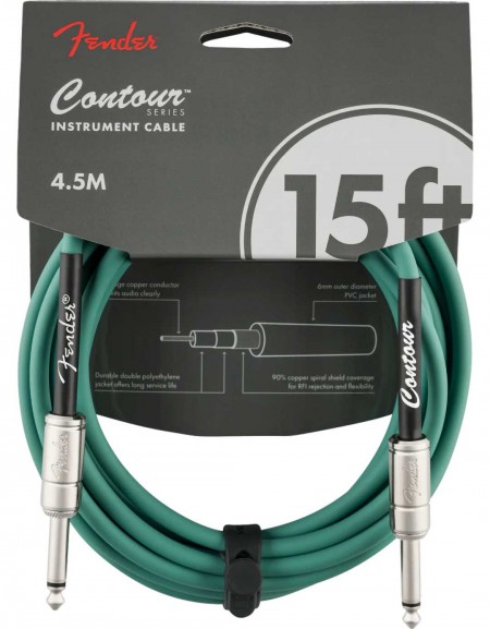 Fender 15ft Contour™ Series Instrument Cables, Sherwood Green