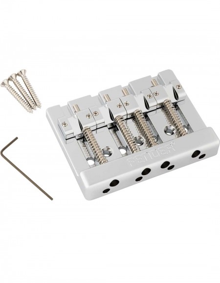 Fender® HiMass™ String-Through 4-String Bass Bridge Assembly With Brass Saddles, Chrome