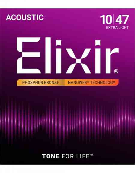 Elixir 16002 Phosphor Bronze with NANOWEB Acoustic Guitar Strings (10-47)