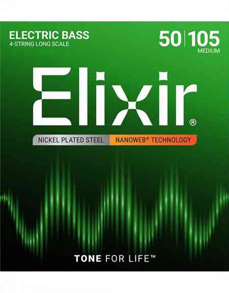 Elixir 14102, Long Scale Nanoweb Coating (.050-.105) 4 Set Bass Strings