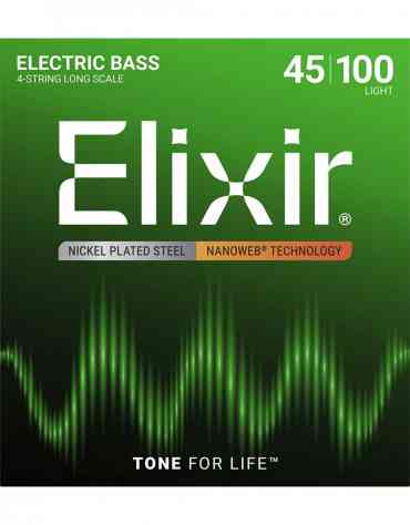 Elixir 14052, Nanoweb Long Scale (.045-.100) Bass Strings