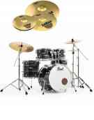 Pearl Export EXX, EXX705NNBR/C778, 5-Piece Drum Set with Hardware and Sabian SBr Cymbals Set, Graphite Silver Twist